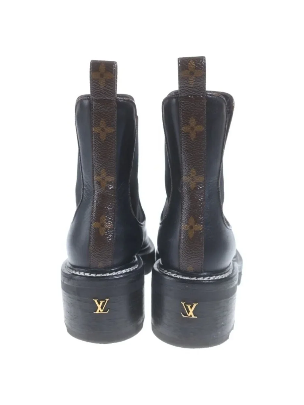 Louis Vuitton Beaubourg Line Ankle Leather Boots Black